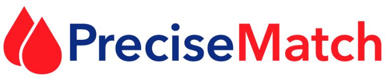 Precise Match logo. Two red hearts with the word PreciseMatch to the right.