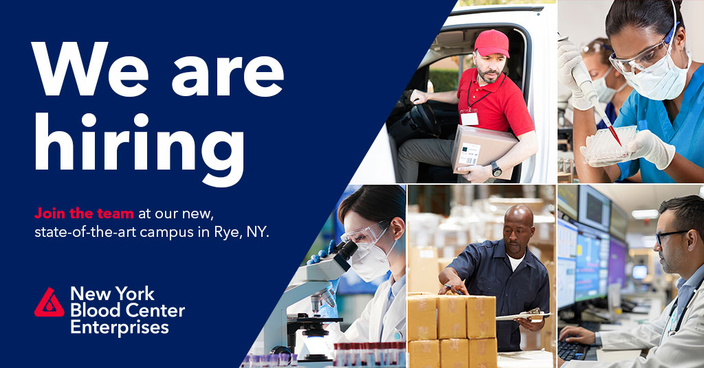 Poster reading We are Hiring. Join the team at our new state-of-the-art campus in Rye, NY.