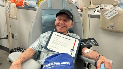 Massapequa Donor Celebrates 275 Donations at 95 Years Old